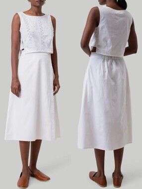 NWT REISTOR White Cotton Overlap Midi Skirt